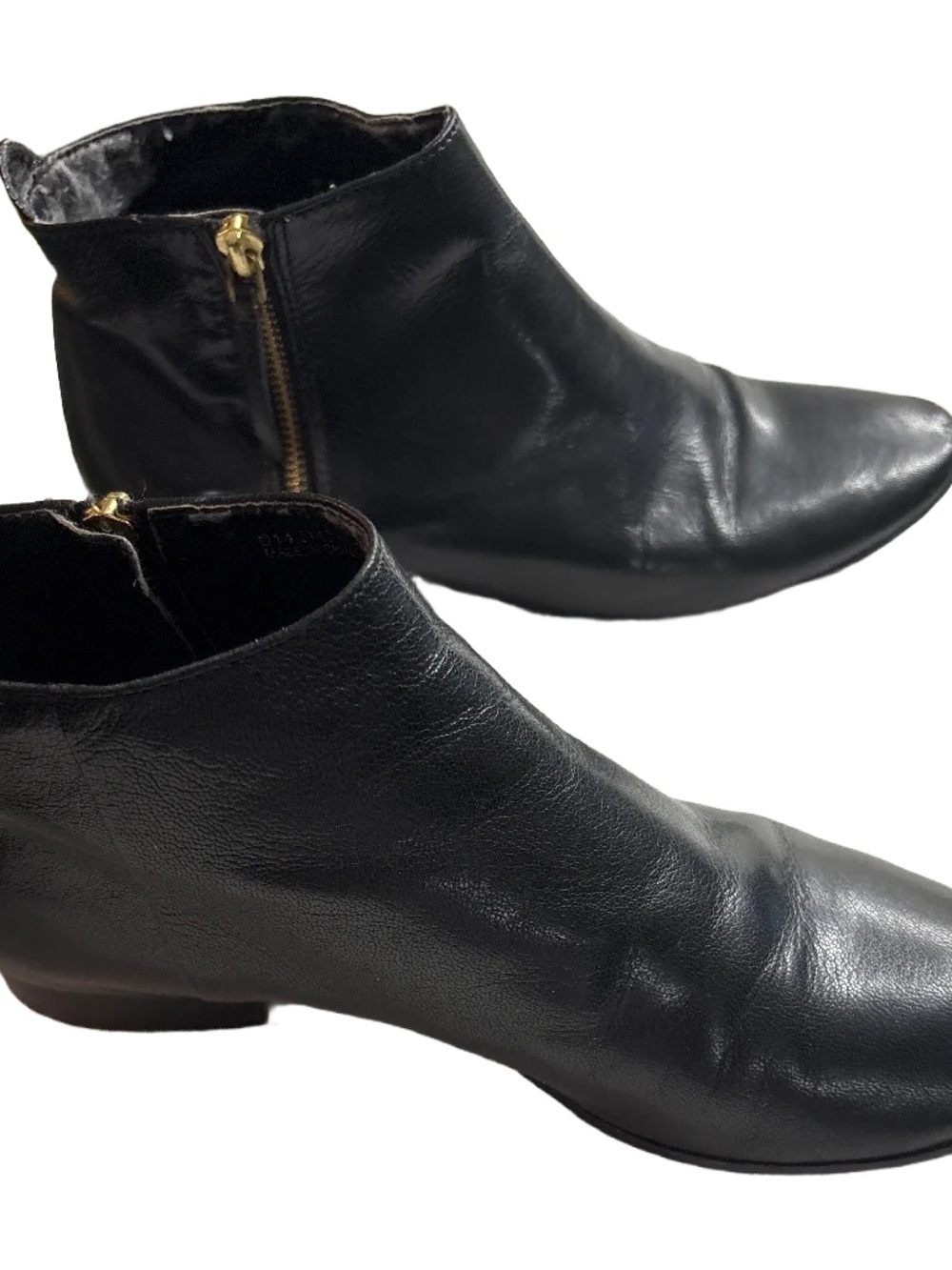 Cole Haan Black Leather Ankle Booties with Gold Zipper